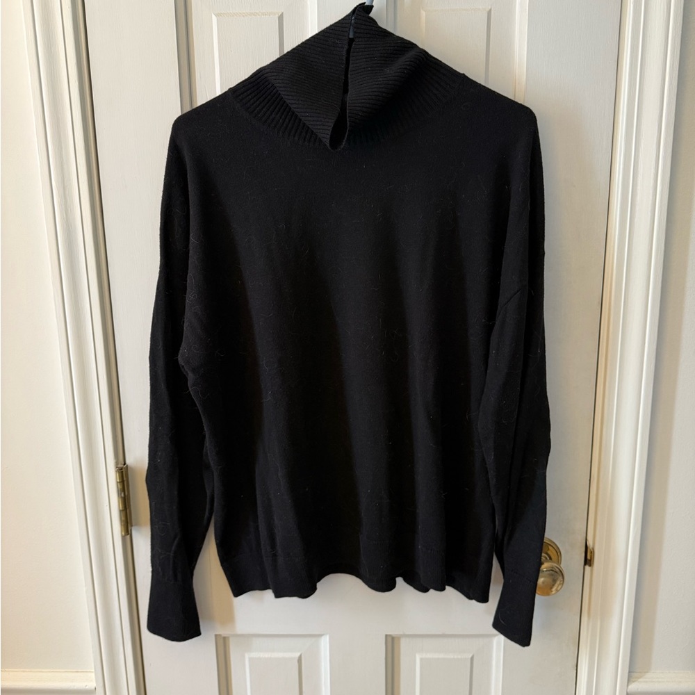 Treasure & Bond Women's Relaxed Wool Blend Black Turtleneck Sweater